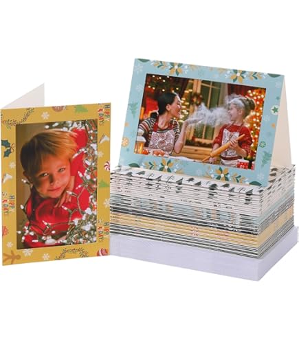 Amazon | 120枚セット クリスマスフォトフレーム グリーティングカード